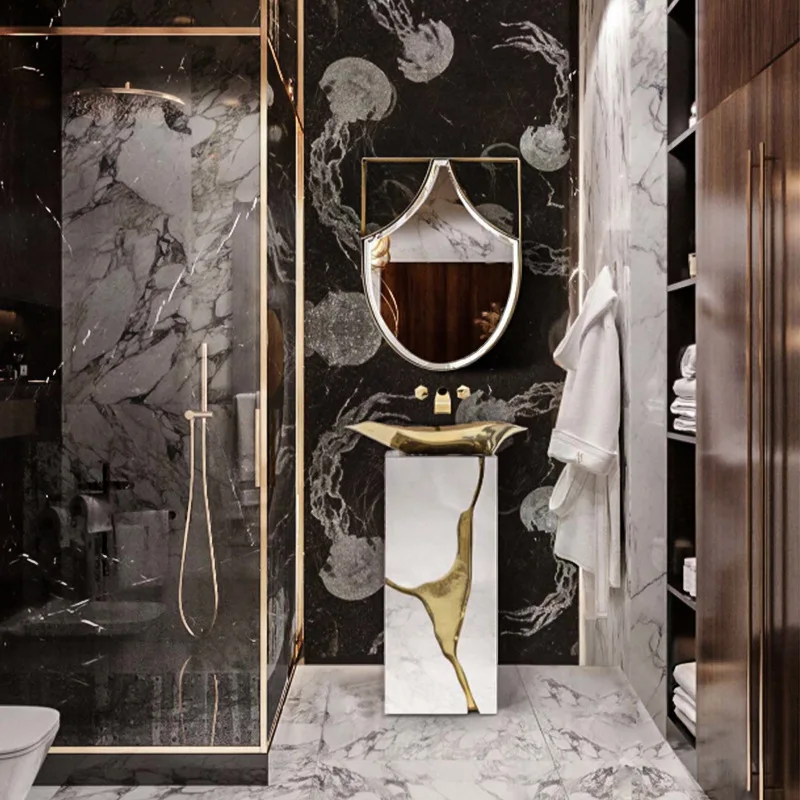 Italian light luxury integrated washstand high-end bathroom locker