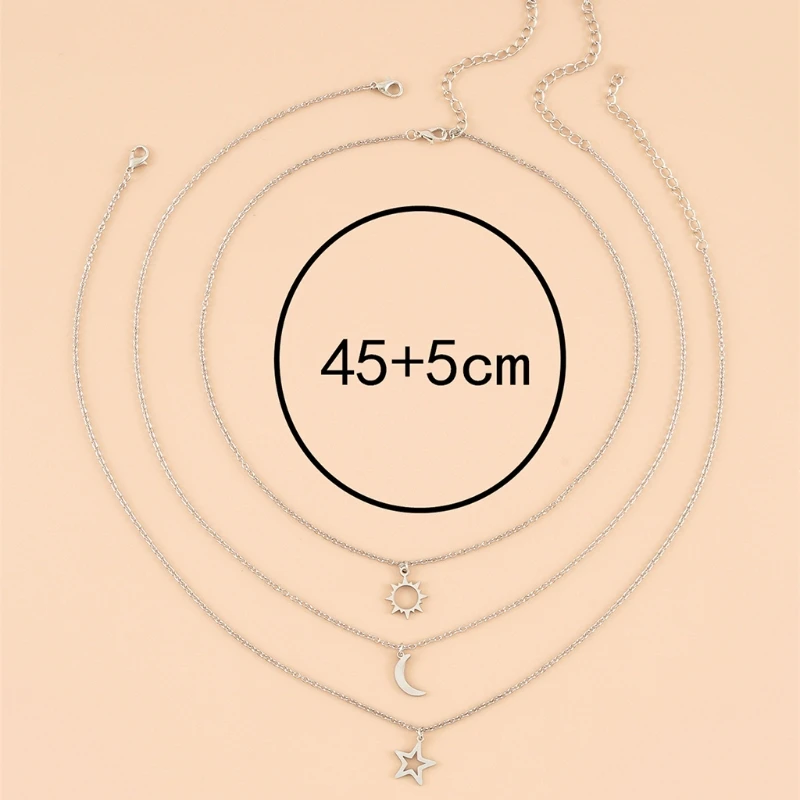 for Sun and Moon Star Pendant Dainty Necklace Stainless Steel Fashion Jewelry Friendship Gift for Women Teen Girls Coupl