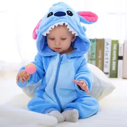 Baby Kigurumi Stitch Cow Unicorn Cartoon Romper Infant Kids Animal Jumpsuit Girls Boys Cosplay Pyjama Costumes For Christmas