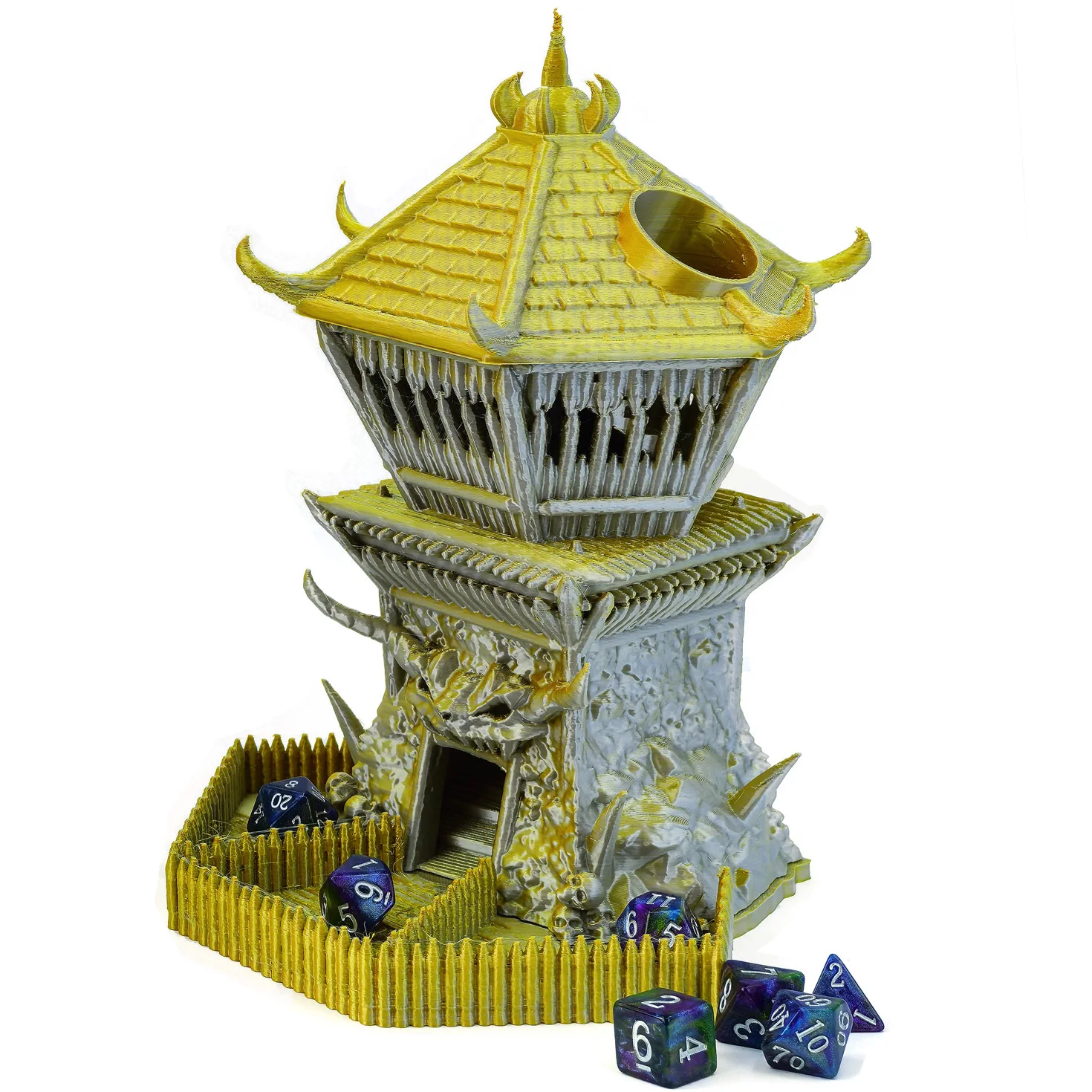 

3D Printed Dice Tower for Dungeons and Dragons Games, Dice Spiral Staircase Castle Dice Tower for RPG Miniature Games
