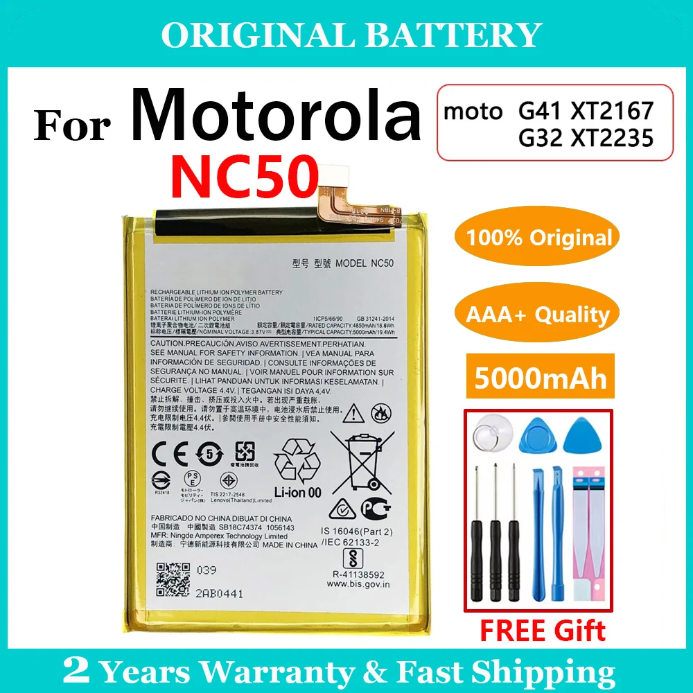 New 100% Original 5000mAh NC50 Battery For Moto Motorola MOTO G41 XT2167 G32 XT2235 Replacement Batteries Rechargeable Battery