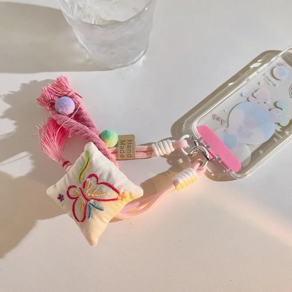 

Phone Case Pendant Candy Color Beaded Phone Chain Bow Y2K Bead Phone Pendant Short Sweet Phone Wrist Strap Keychain