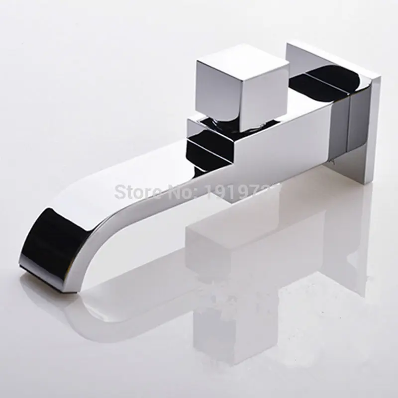 Vidric Bath Crane Only Cold Bibcock Spout Filler Faucet New 100% Solid Brass Square Style  Chrome Mixer Tap With Waterfall Water