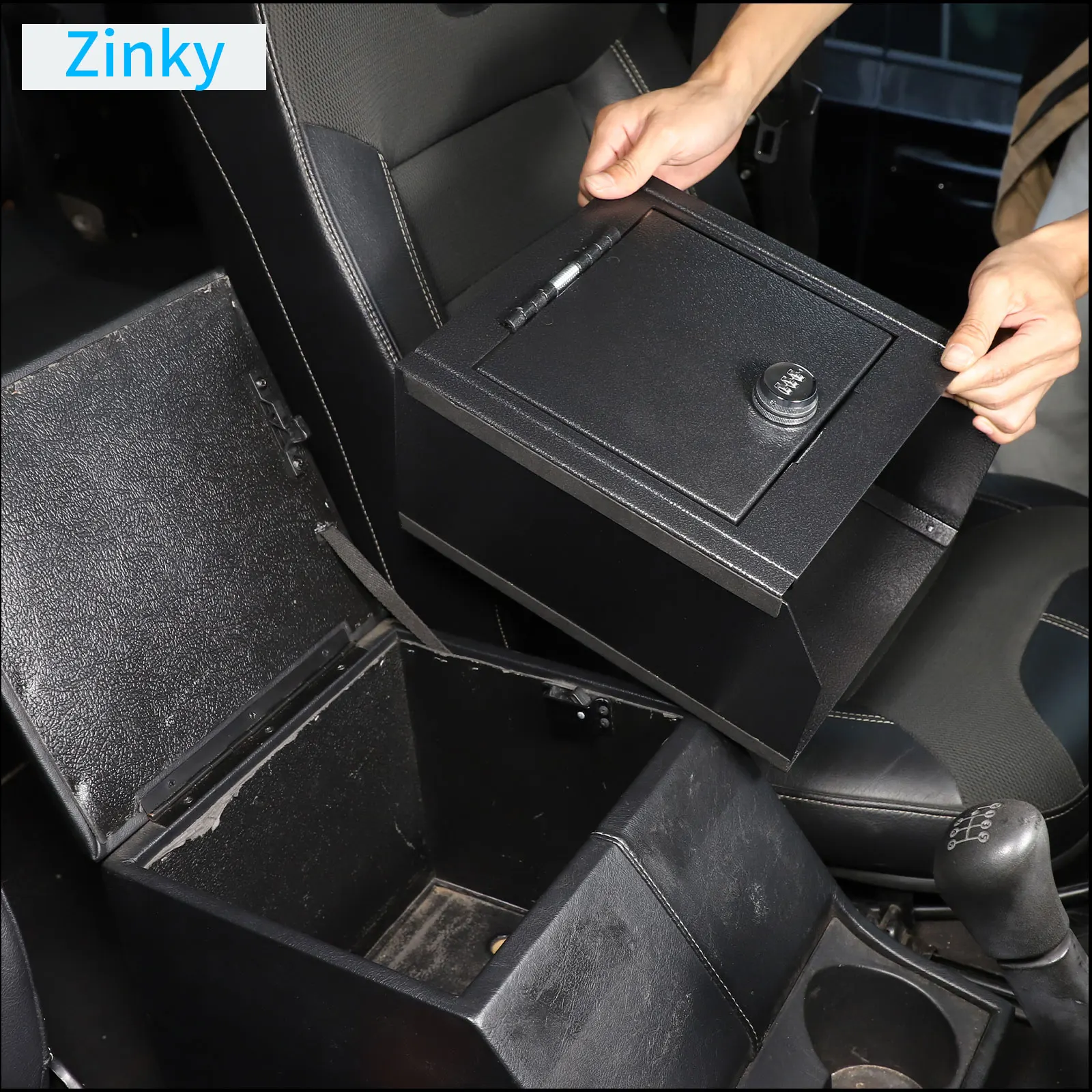 

Carbon Steel Car Armrest Box Password Lock Storage Box Safe Privacy for Land Rover Defender 90 110 2004-18 Modification Accessor