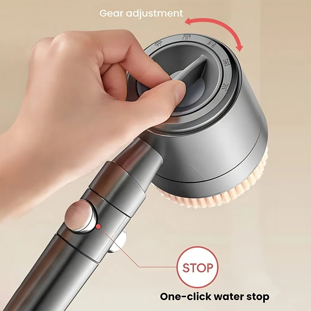 Scratch Resistant High Pressure Spa Bath Nozzle 5 Modes Filter Shower Head One-Key Stop Water Handheld Turbocharged Showerhead