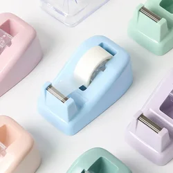 1Pc Solid Color Plastic Tape Dispenser Office Desktop Tape Holder Cutter Office Supplies