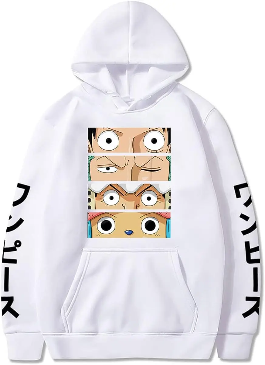 Luffy Zoro Chopper Printed Pullover Anime Hoodies Long Sleeve Sweatshirt Unisex Clothing