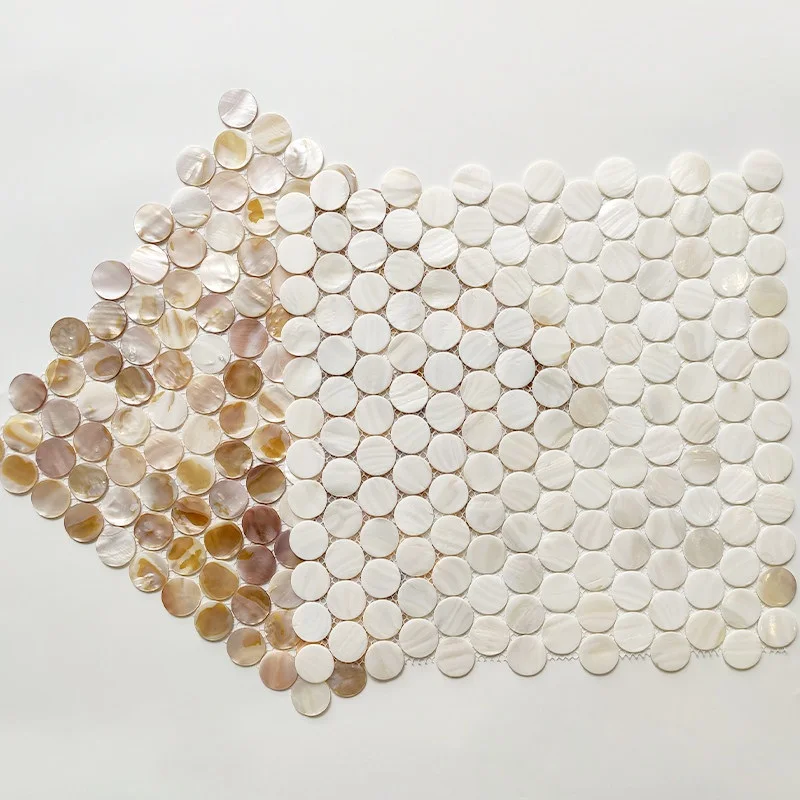 11 sheets penny round natural color Mother of Pearl Mosaic Tiles  seashell Mosaic for Bathroom Kitchen wall tile