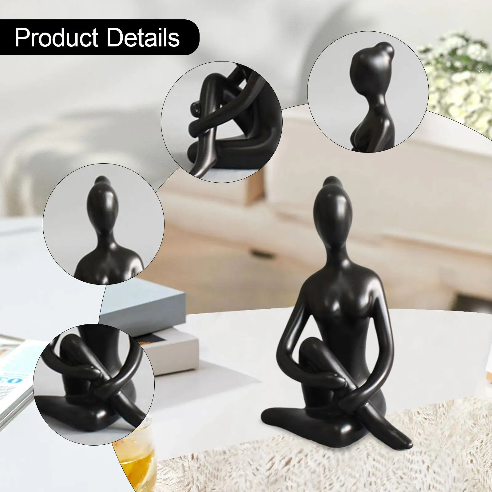 Ceramic Small Yoga Pose Figurine Abstract Art Sculpture Table Centerpiece for Home Decor Sculpture