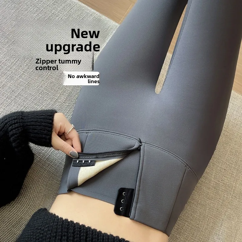 Novas Calças de Yoga de Cintura Alta com Forro em Couro Sintético para Mulheres, Outono Inverno, Controle de Barriga e Levantamento de Glúteos, Casual