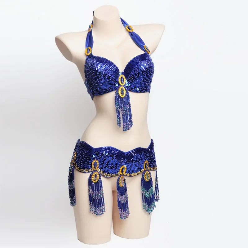 Women Bra Belt Belly Dance Costume Belly Dancing Set Sexy Night Dance Bellydance Carnival Tops Chain Dance Bra And Belt