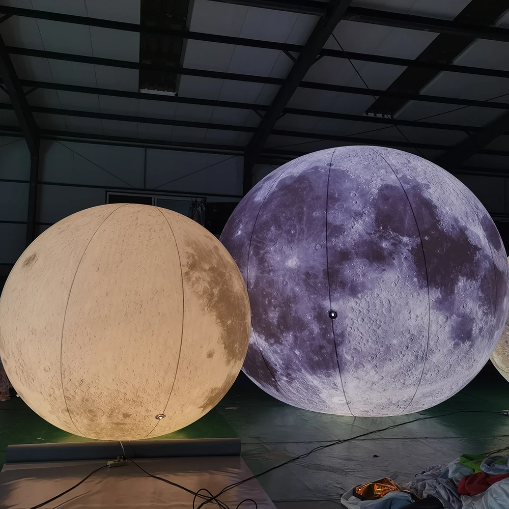 LED Lights Inflatable Moon Ball 1.5-6Meters Oxford Giant Hanging Blow Up moon Balloon for Event Party Show Decor with blower