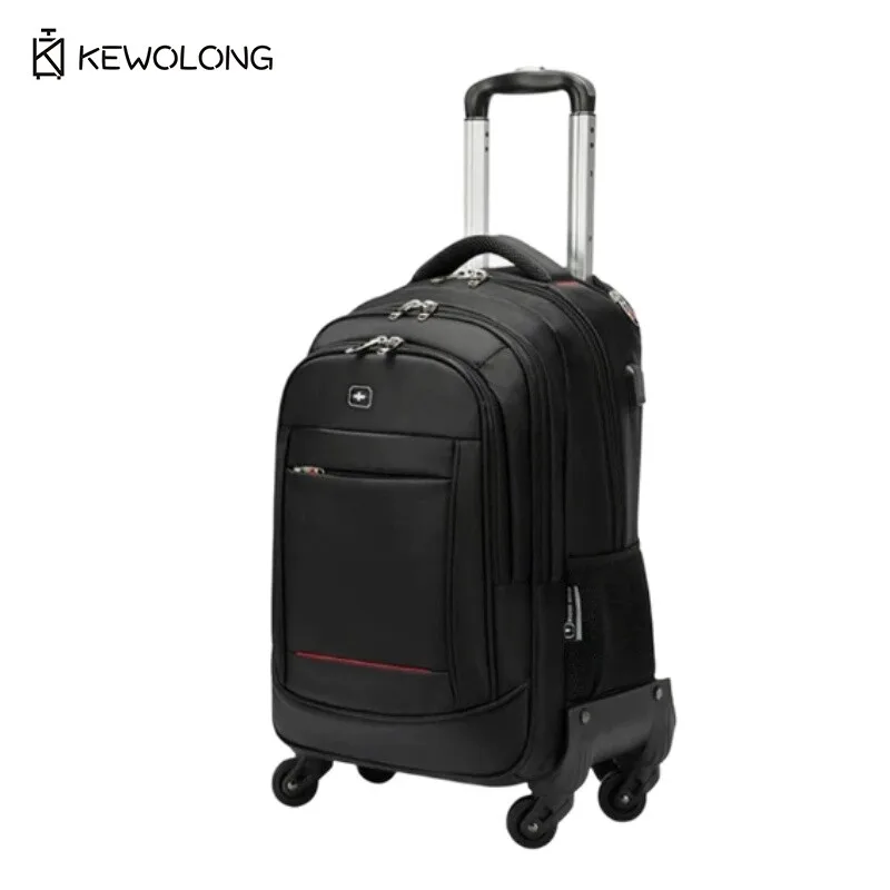 Water Resistant Trolley Backpack With Universal Wheels Men's Multi-functional Business Travel Rolling Luggage Bag Carry On