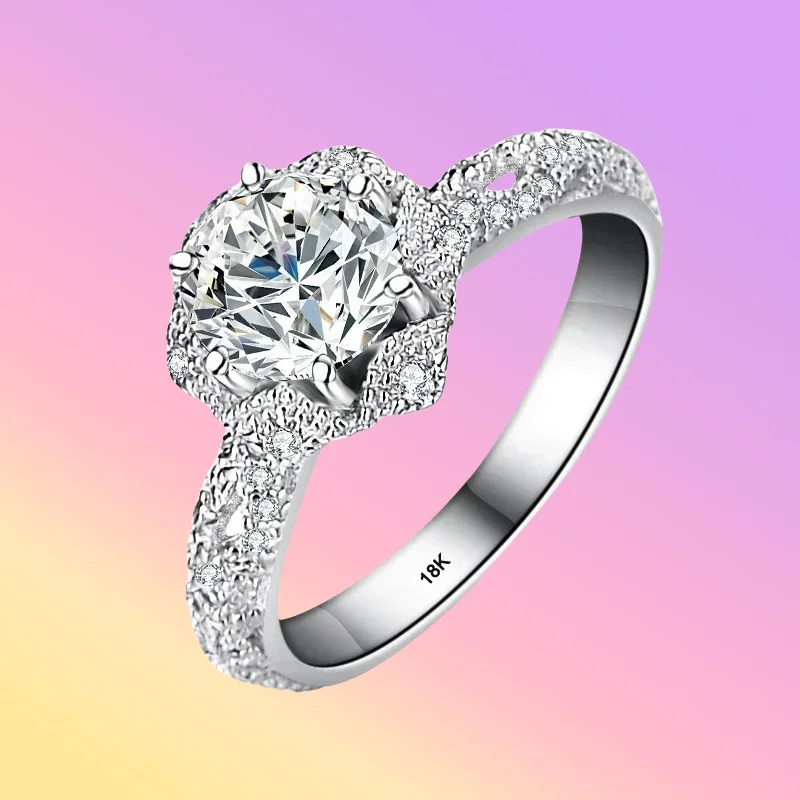 

Gift Women's Luxury 18K White Gold Eternal Wedding Ring Real GRA VVS 1 Carat Moissanite Diamond Ring Fine Jewelry Bride Accessor