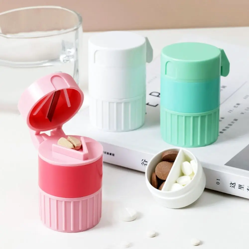 Multifunction Cutting Pill Case 4 In 1 4 Layer Powder Tablet Grinder Medicine Cutting Pill Cutting Storage Box