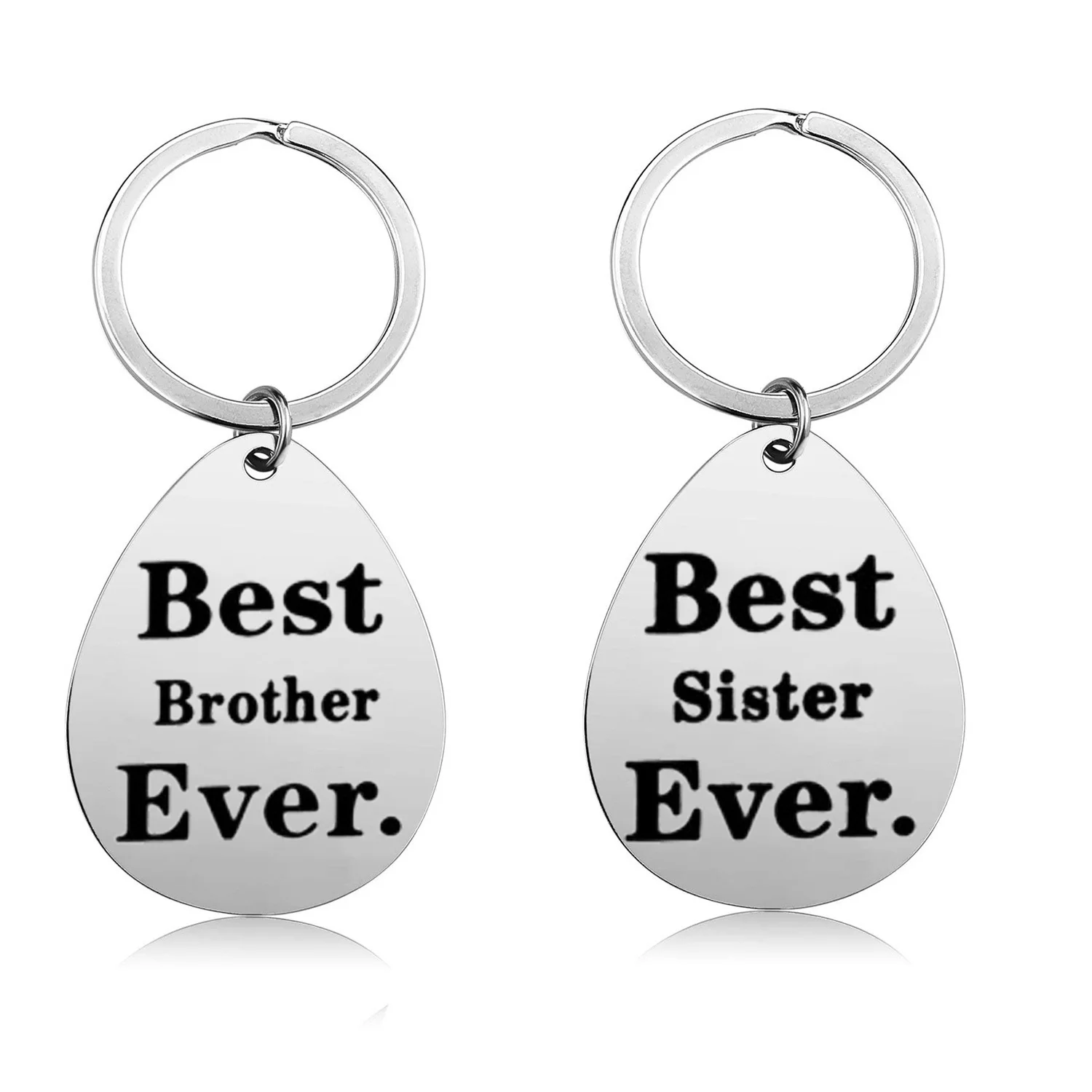 WG Trendy Family Jewelry for Brother Sister Brother/Sister Ever Water Drop Shaped Pendant Key Chain Key Ring