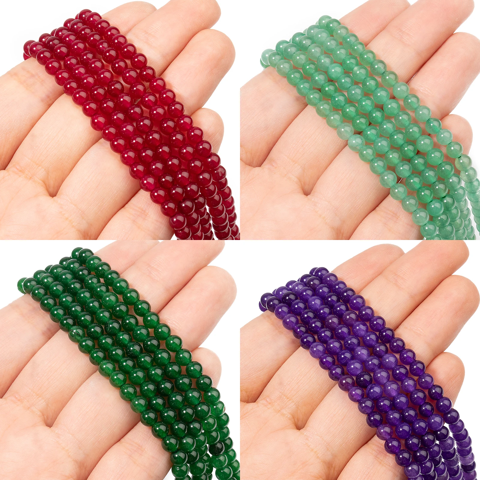 

4mm Natural Stone Chalcedony Beads Dark Red Green Round Loose Spacer Beads for Jewelry Making Diy Bracelet Earrings Accessories