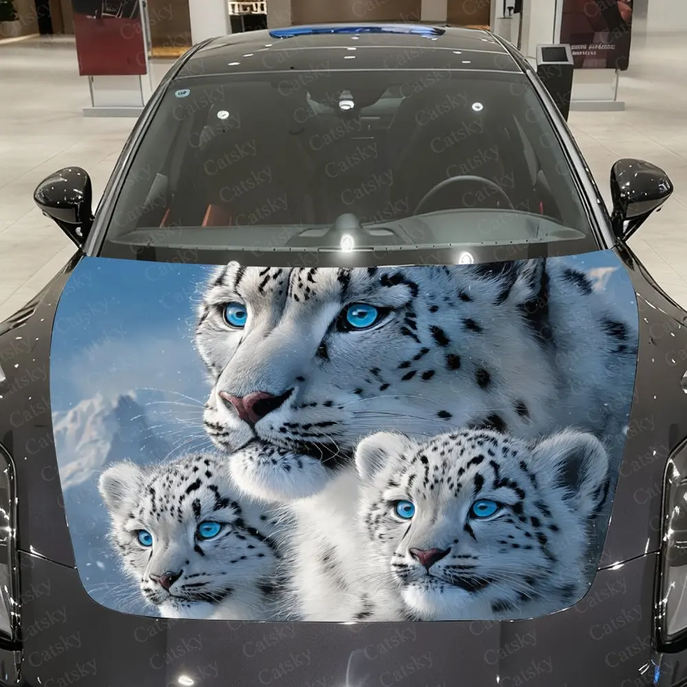 

Snow Leopard Family Car Hood Stickers, Eye-catching Patterns, Multi-purpose Stickers, Gifts For Friends, Christmas Decoration St
