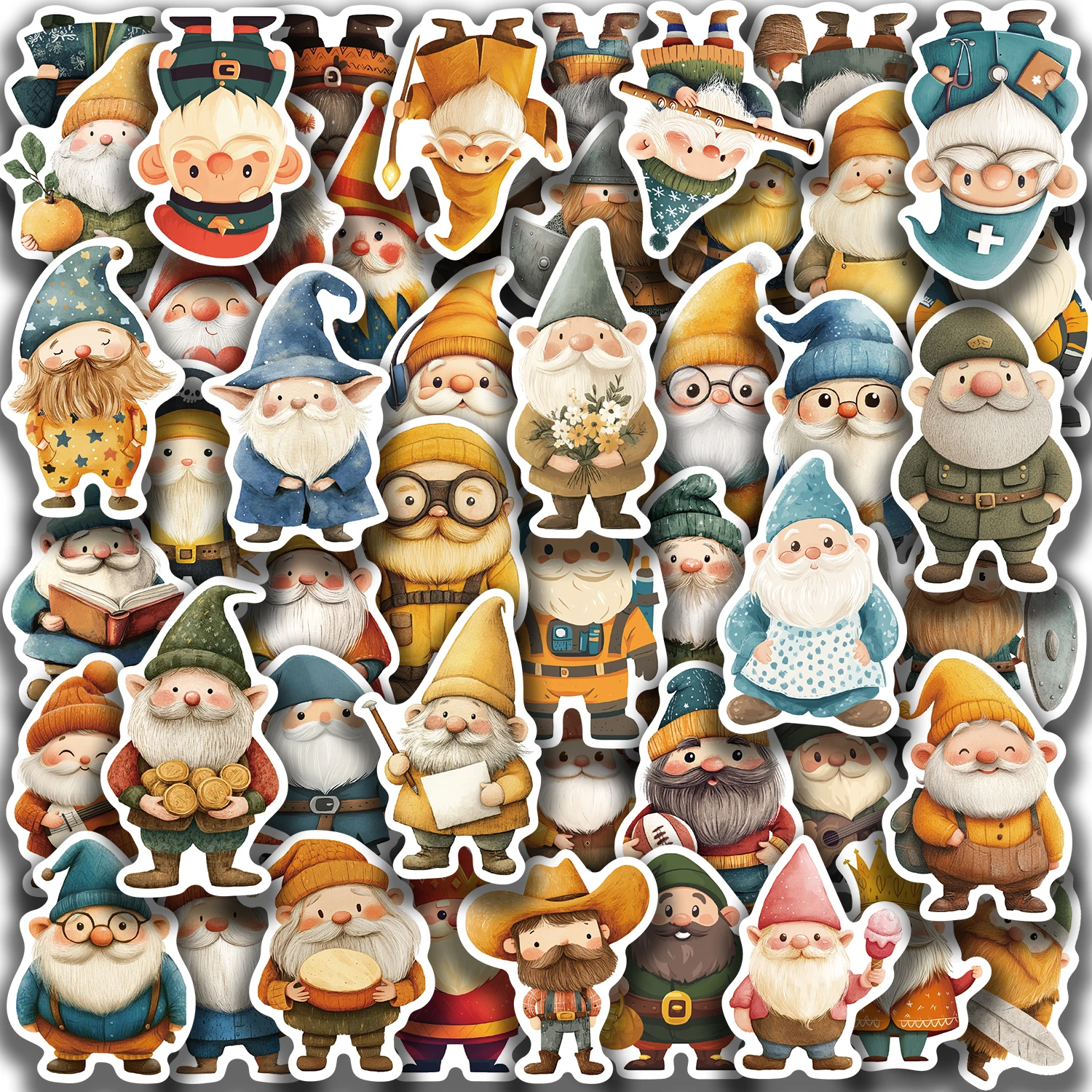 50pcs Cute Santa Claus Christmas Cute Character Illustration Cartoon Stickers Laptop Phone Snowboard Luggage Fridge DIY Decal