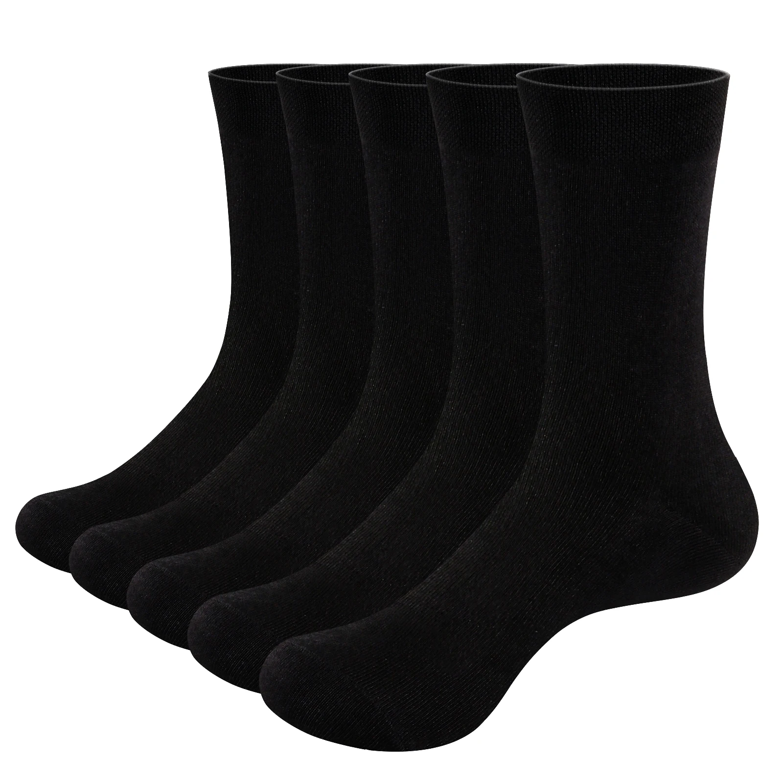 YUEDGE Men's Bamboo Socks Anti Smell Breathable Plain Mid Calf Black Business Dress Socks For Male Size 37-46 EU