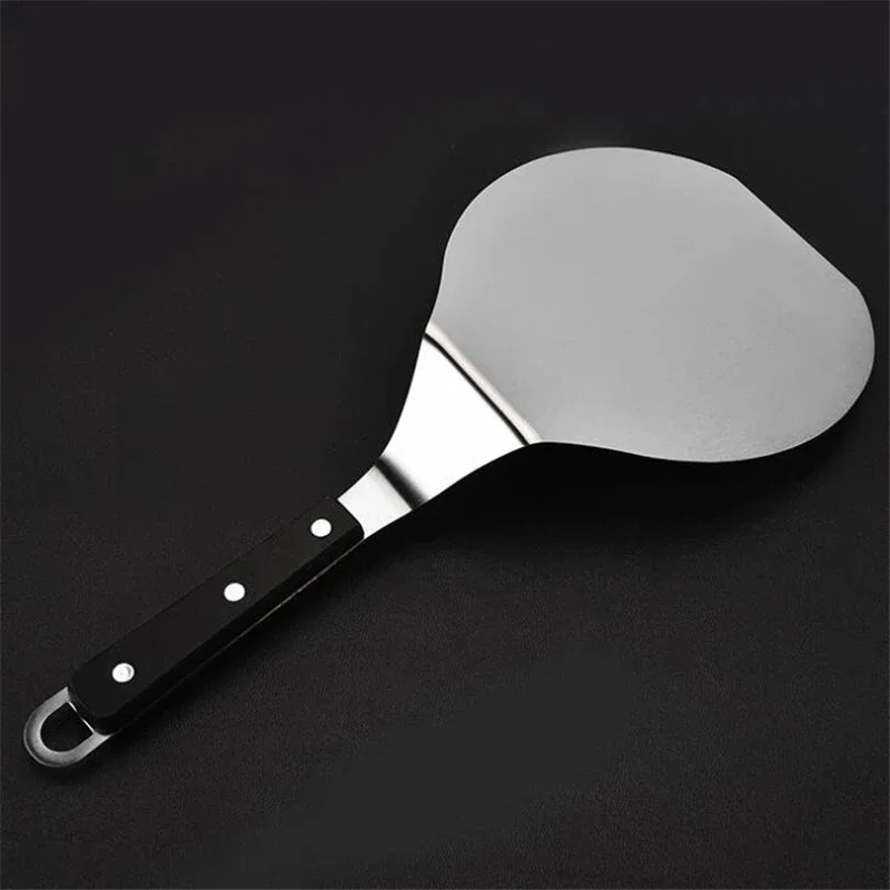 Anti-scalding Pizza Shovels Wooden Handle Round High Quality Stainless Steel Cake Shovel Baking Tool Kitchen Accessories