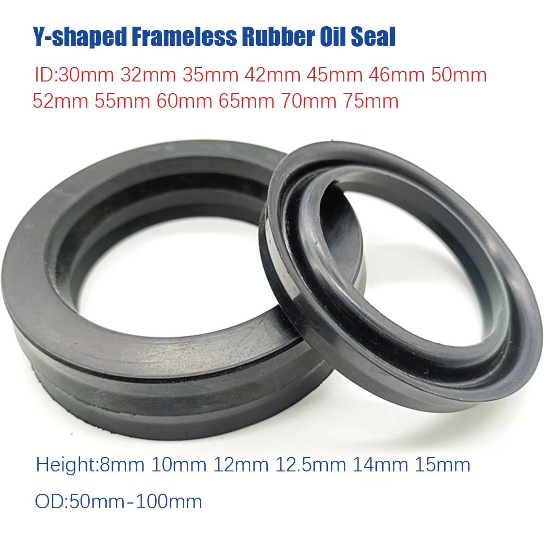 5Pcs Y-Shaped Rubber Sealing Ring 30/32/35/42/45/46/50/52/55/60/65/70/75*50/52/55/60/62/65/70/75/80/85-100* 8/10/12/12.5/14/15mm