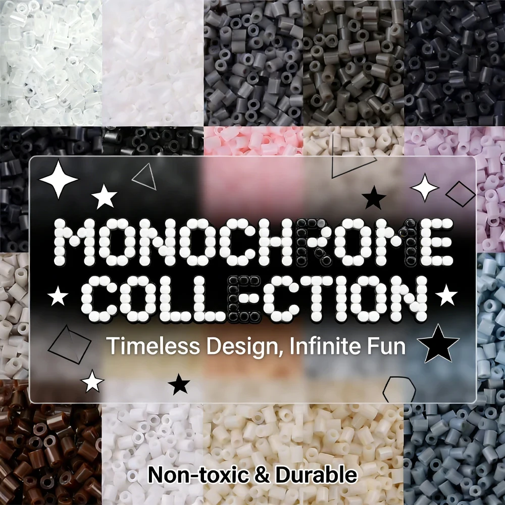 

2.6mm Bulk Black&White Color Series Perler Beads Refill Pack 1000pcs Fusible DIY Art Craft Fuse Beads for Mosaic Puzzle