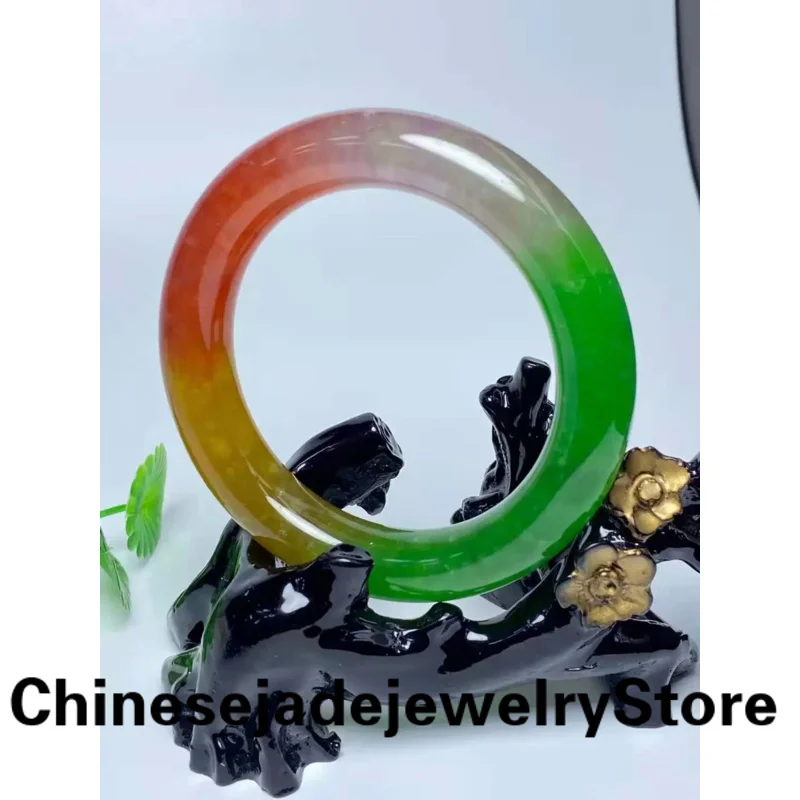 Klasse Een Natuurlijke 3 Kleuren Jadeite Bangle Hoge Kwaliteit Smaragd Jade Armband Decoratie Hand Accessoires Prachtige Sieraden Cadeau