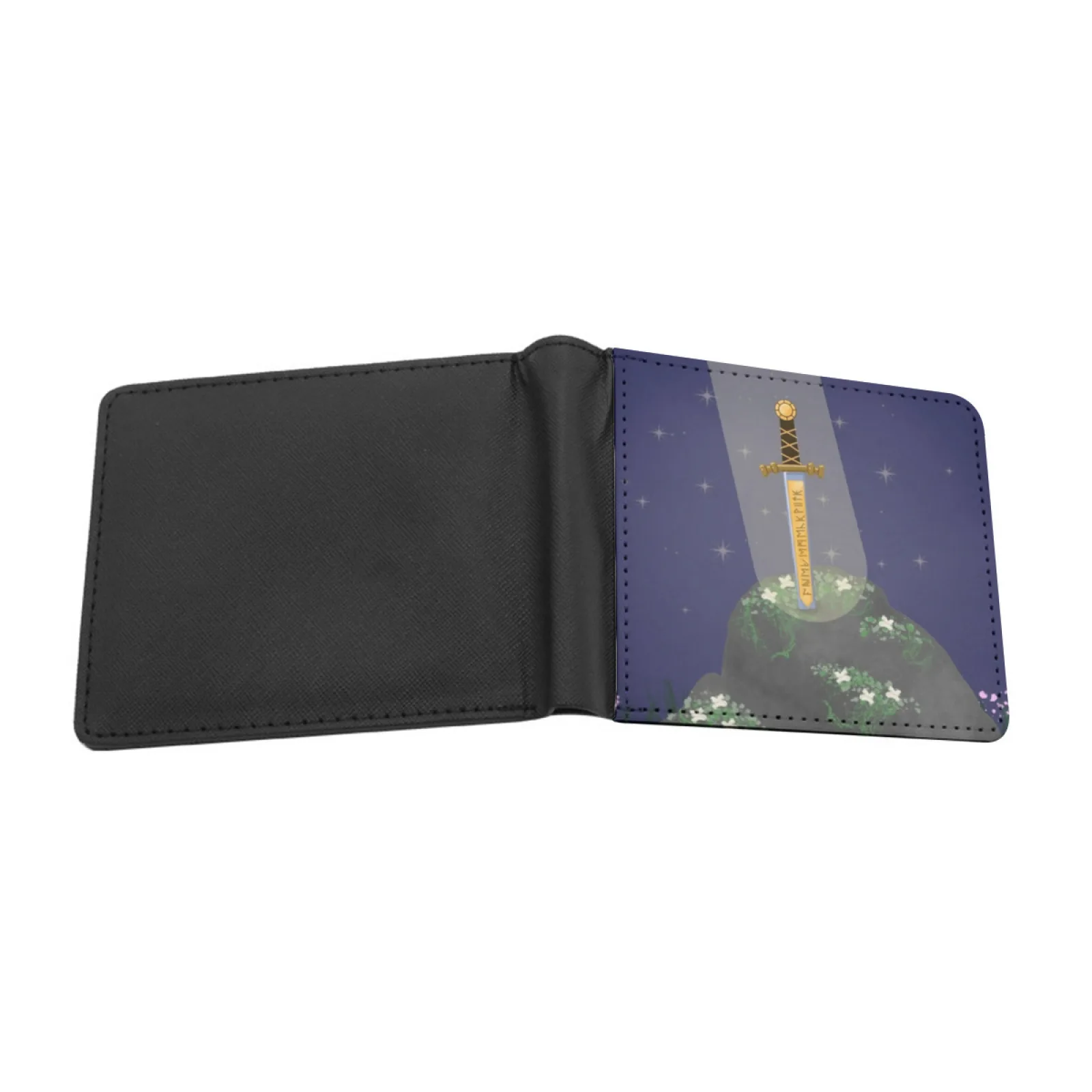 Excalibur Short Men's Wallets Credit Card Holder Retro Wallet Male Pu Leather Wallet Excalibur Merlin Merlin Sword In The Stone