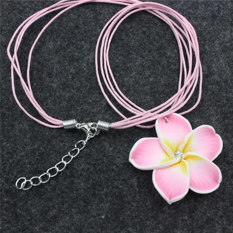 Lovely Girl Women Polymer Clay Flower Jewelry Sets Bohemia Plumeria Flowers Earrings Necklace Jewerly Gift