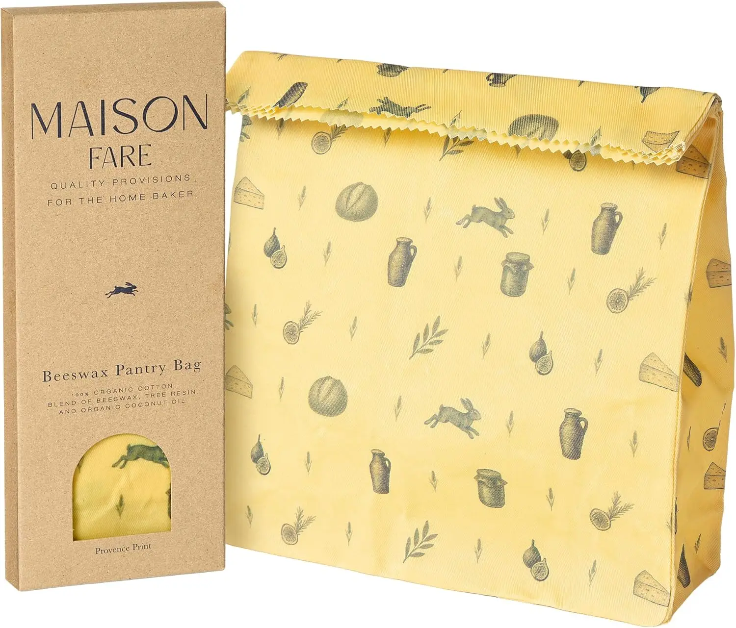 

XL Beeswax Bag for Sourdough Bread, Produce & Cheese - Sustainble & Reusable Homemade Food Storage Container Made with Organi