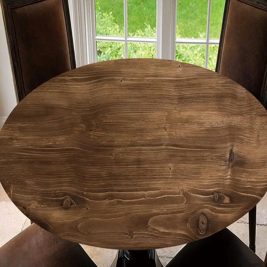 

Круглая скатерть-чехол, цвет коричневого дерева, с эластичными краями, для улицы и дома, для пикника, патио, декора для вечеринок, подарок, Tab