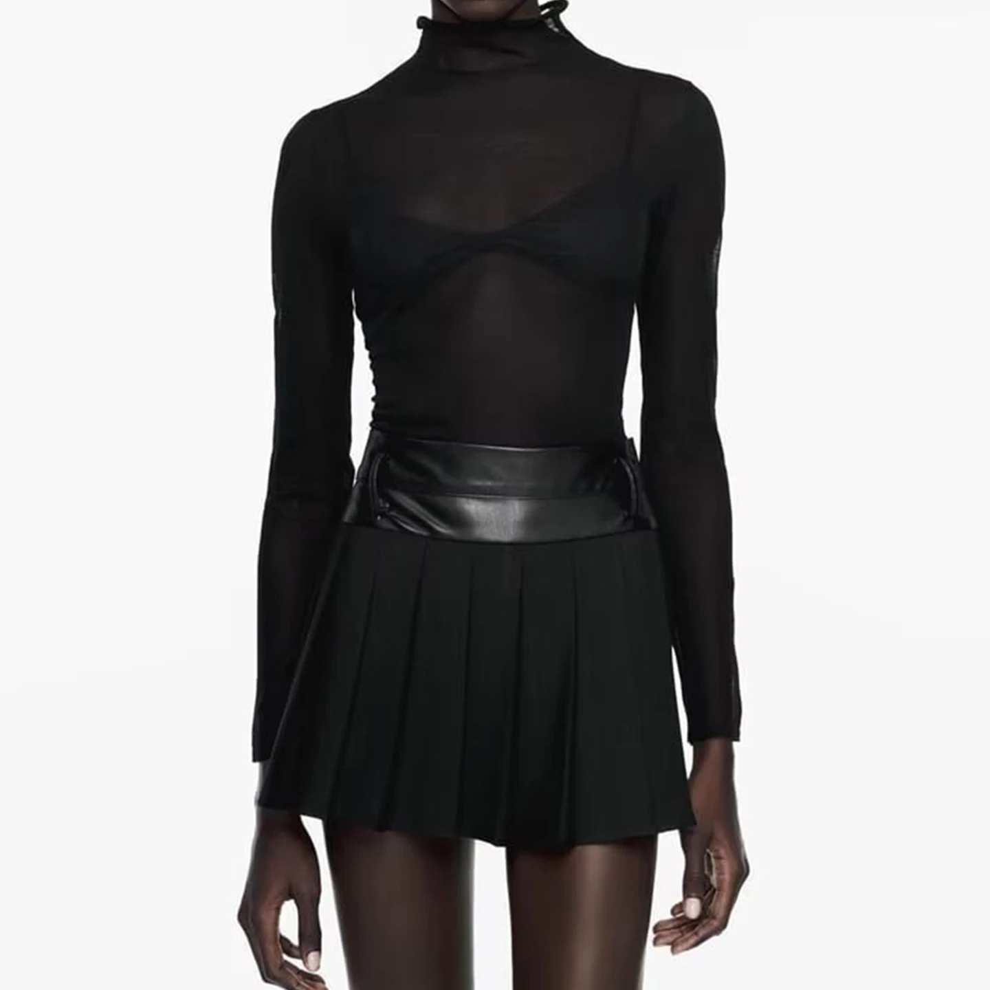 Z High Waist Leather Effect ort Skirt Women's Faion 2025 New Sle Slimming Versatile  Skirt Stand Fit