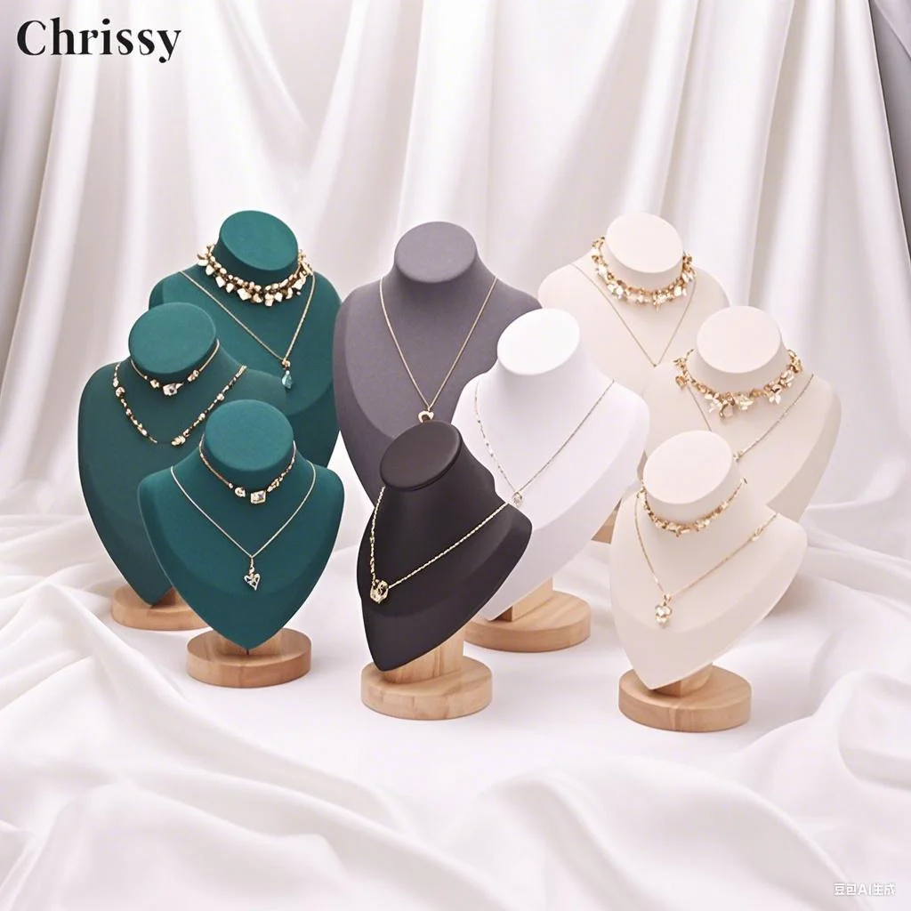

Necklace Jewelry Display Stand with Wooden Base Mannequin Model for Bedroom Retail Stores Countertop Shows