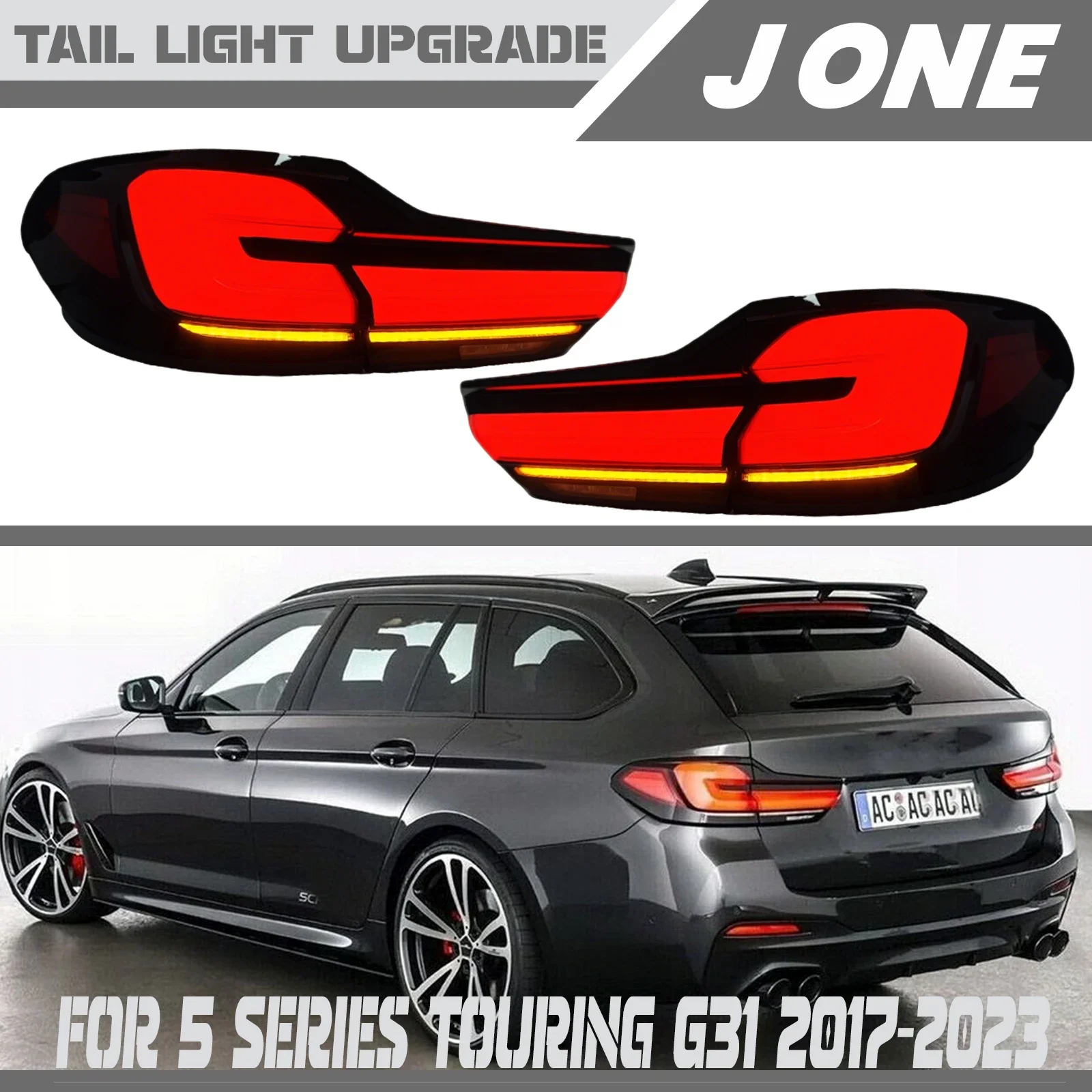 Upgraded LCI-Style LED Tail Lights Assembly for BMW 5 Series Touring G31 2017-2023, Plug and Play Direct Replacement