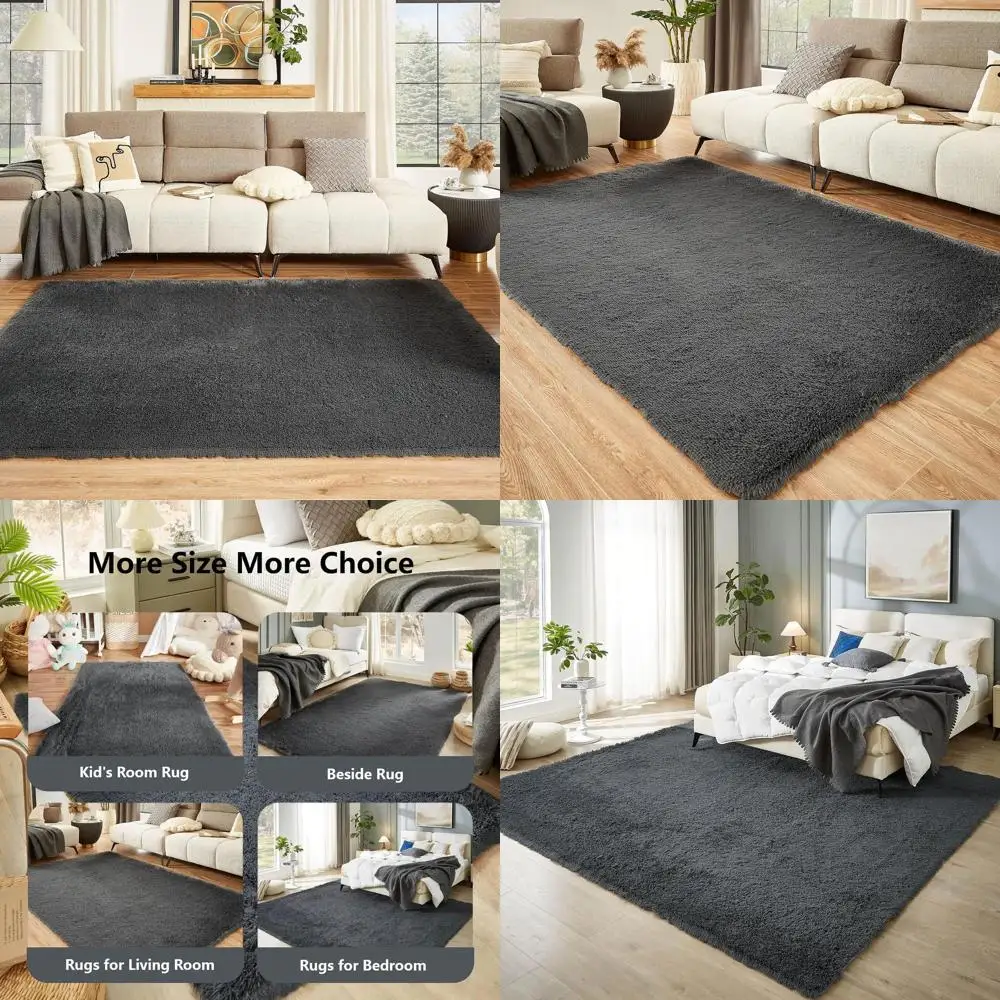 

Роскошный темно-серый коврик 8x10, плюшевый ковер для спальни и гостиной