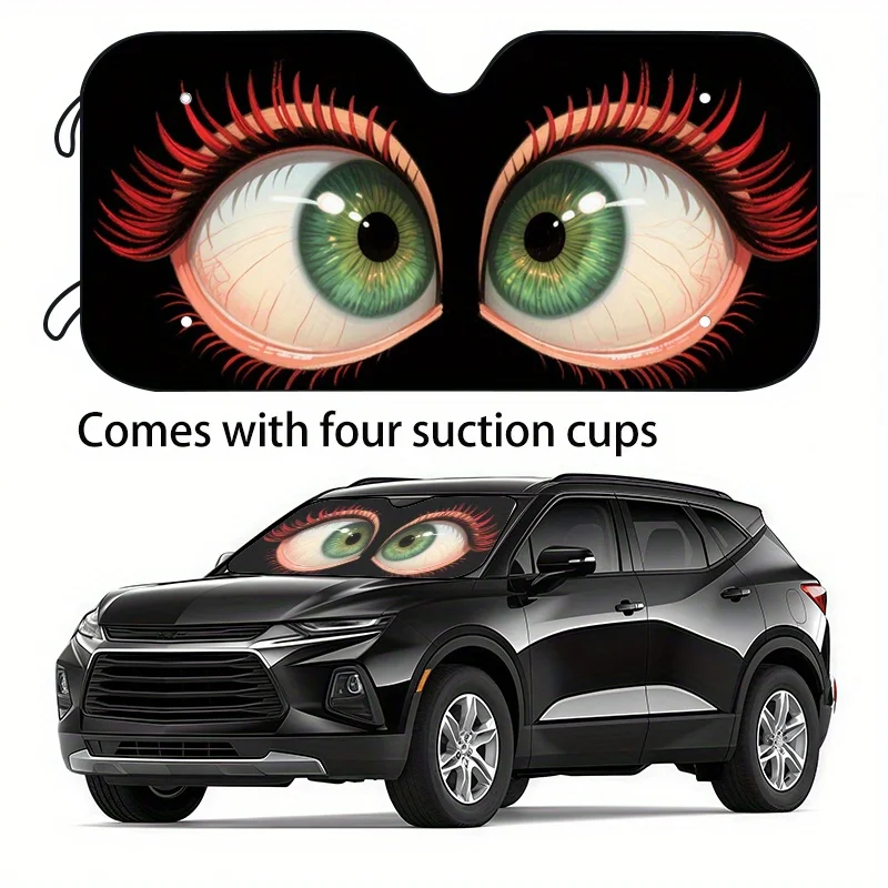

1pc Fun And Humorous Animal Car Sunshade, Available In 2 Sizes - Universal Fit For Various Vehicle Windshields. Made Of Polyeste