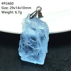 Top Natural Blue Aquamarine Pendant Jewelry For Women Men Love Healing Wealth Gift Crystal Energy Beads Clear Stone Silver AAAAA