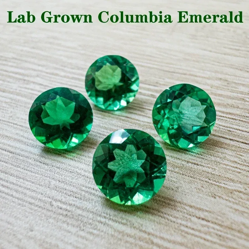 

Top Lab Grown Columbia Emerald Round Shape Hydrothermal Gemstone Hand-cut Natural Color Charms for Diy Jewelry Making Materials