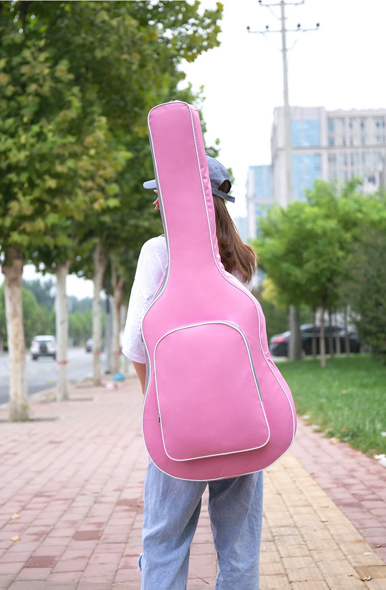 Guitarra acústica portátil de tela Oxford de 40/41 pulgadas, funda suave de guitarra acolchada doble colorida, mochila impermeable