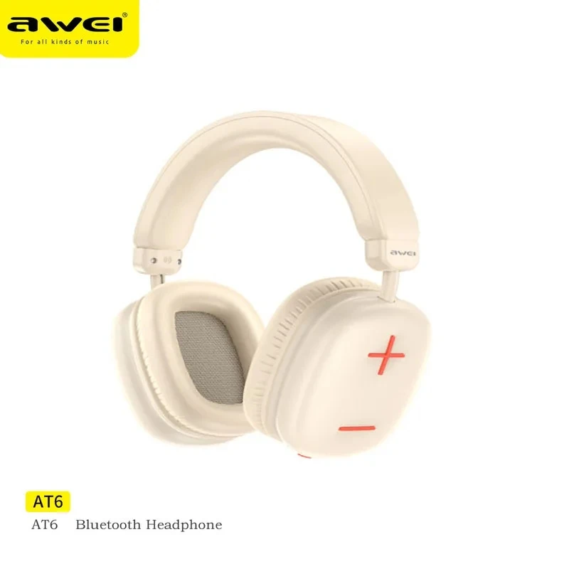 Беспроводные Наушники Awei AT6, Bluetooth 5,3, складная игровая гарнитура, спортивные наушники с микрофоном, музыкальные наушники, 300 мАч