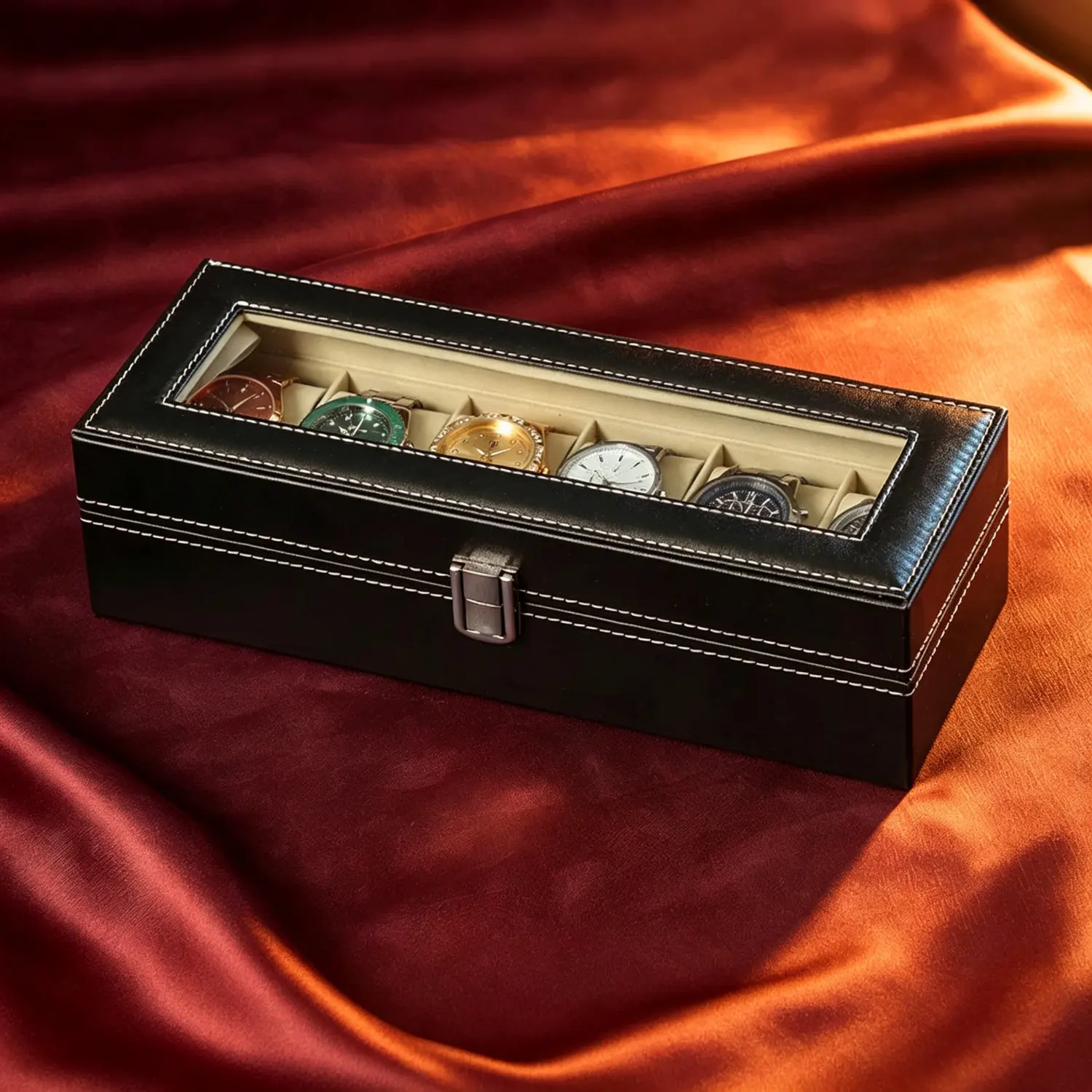 High Capacity Leather Watch Organizer Box