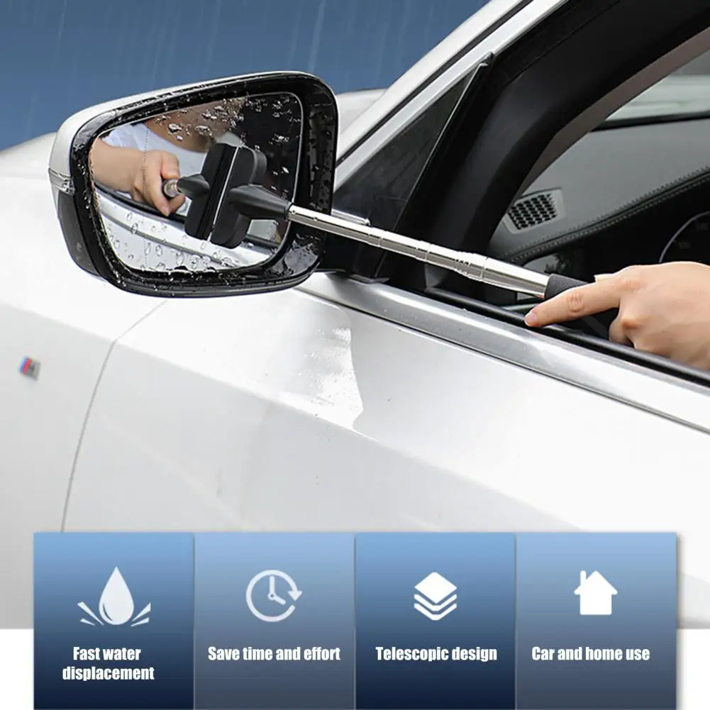 

Car Mirror Wiper Telescopic Car Side Mirror Squeegee Cleaner with Long Handle Natural Rubber Wiper Multifunctional Auto for Cars