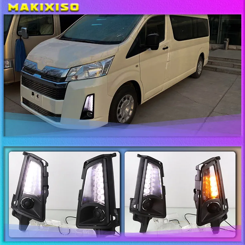 

2PCS Car LED Front Fog Light Auto Bulb Bumper Light Cover Daytime Running Light For Toyota Hiace 2019 2020 DRL