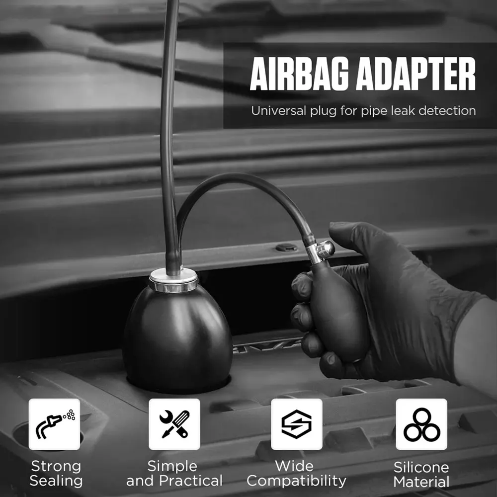 1Pc Car Quick Intake Adapter Black Smoke Leak Detector Diagnostic Tool Airbag Engine Air Intake Hose Air Drum Diagnostic Airbag