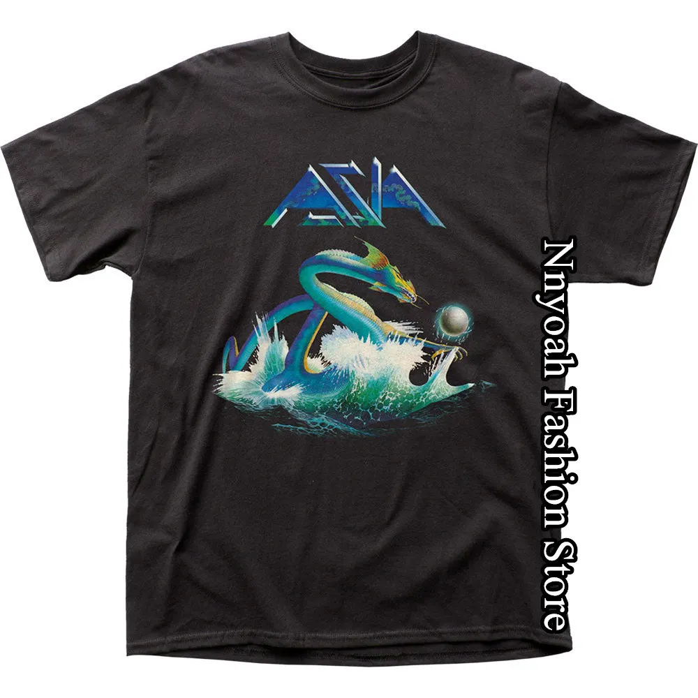 Asia Rock Band Debut Album Cover Cotton T-Shirt Men Summer Fashion Black Tops Tees Kids Short Sleeve Clothing Daily Streetwear