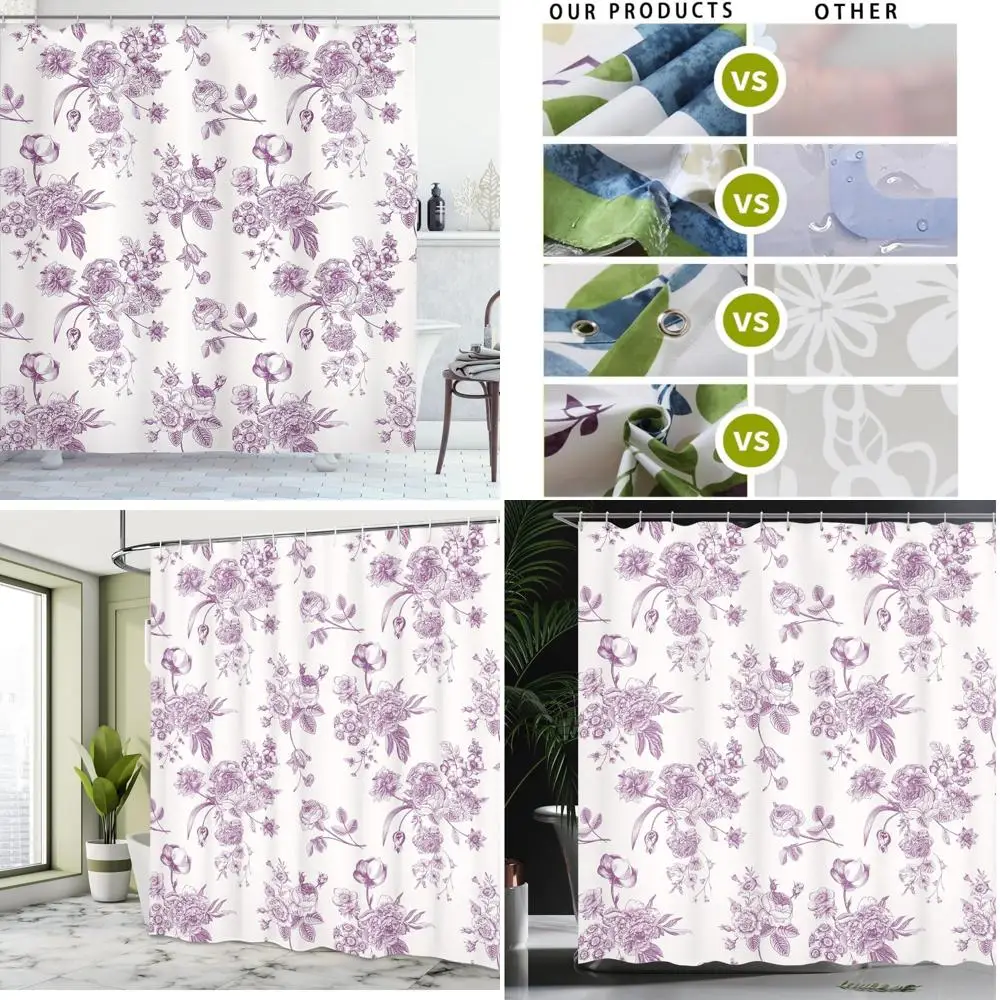 

Ботаническая занавеска для душа в викторианском стиле: классический цветочный узор с прикосновением современного искусства