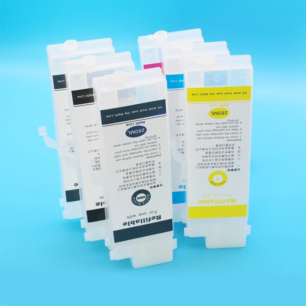 

6 Colors PFI-102 PFI102 Empty Refill Ink Cartridges No Chip For Canon IPF510 iPF605 iPF610 iPF710 iPF500 iPF600 Printer