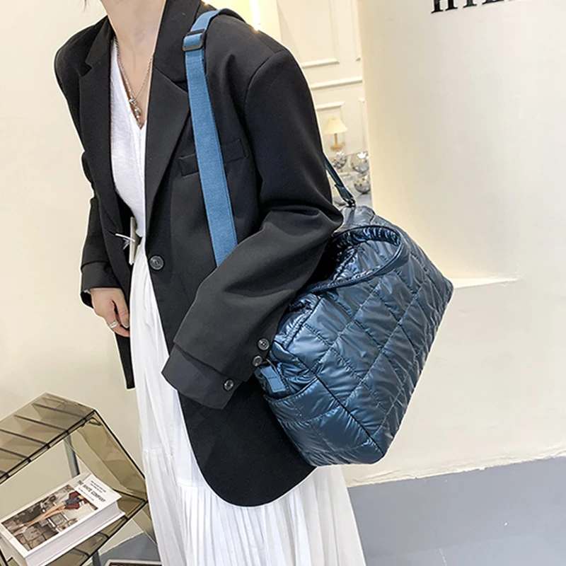 Yogodlns Luxus Raum Gepolsterte Baumwolle Handtasche Große Kapazität Schulter Tasche Wasserdichte Nylon Tasche Reise Unten Umhängetasche Geldbörse Bolsa – Detail 14