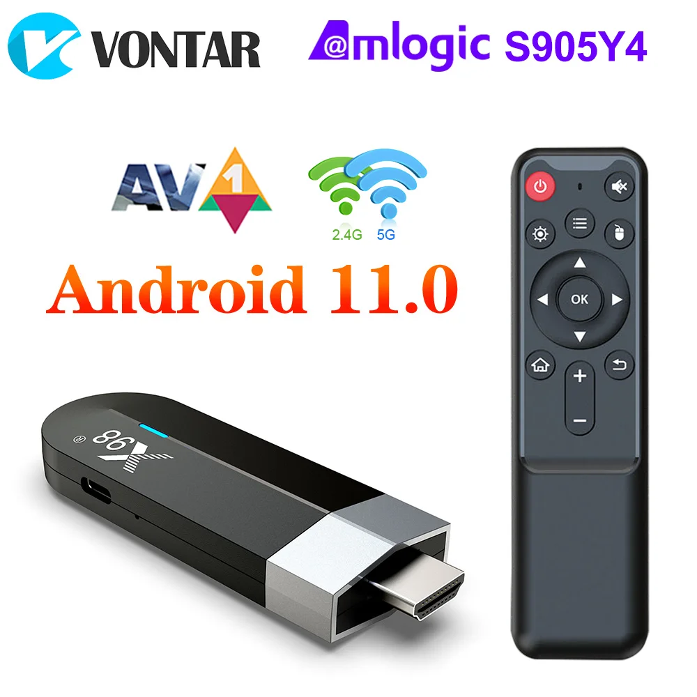 X98 S500 4GB 32GB Android 11 TV Stick Amlogic S905Y4 رباعي النواة AV1 4K 60fps Dual Wifi X98 Dongle 2GB 16GB Smart TV Box vs X96S